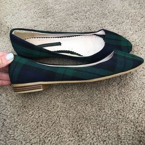 Navy and Green Plaid Ballet Flats